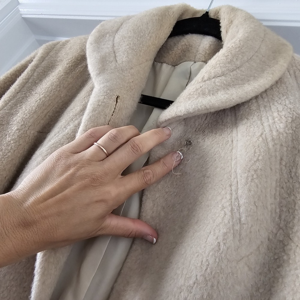 1950s Faux Fur/Sherpa Coat Beige Lined Hart-Albin Billings #78 - Picture 8 of 9